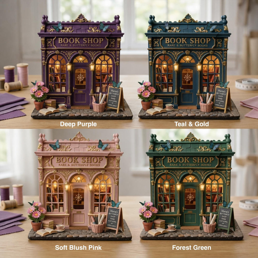 Fantasy Miniature Bookshop Wooden Block, Bookstore Bookshelf Decor, Personalized Book Nook Reading Conner, Book Lovers Gift,