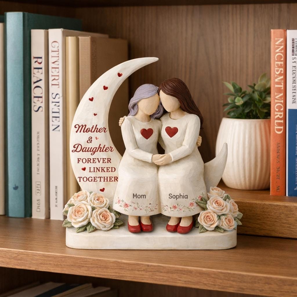 Personalized Mother Daughter Wooden Block, Custom Name Keepsake Decor, Custom Mom Daughter Figurine Name Sign, Mother's Day Gift For Her