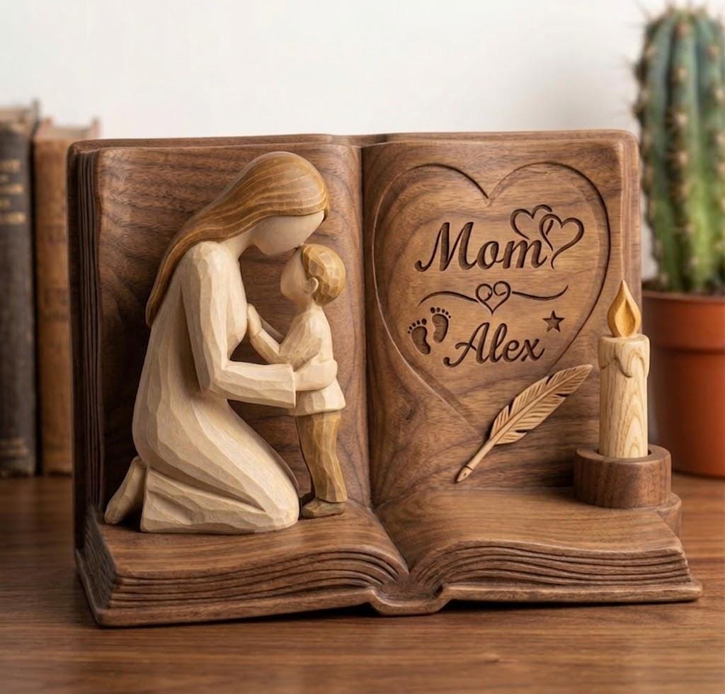 Personalized Mom And Daughter Wooden Block, Mother And Son Gift, Custom Name Family Keepsake Decor, Mom Gift, Mothers Day Gift