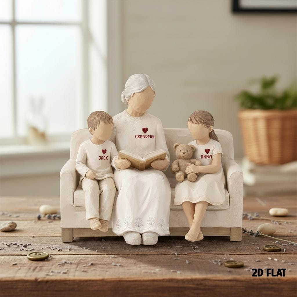 Personalized Grandma Wooden Block, Grandmother With Grandkids, Grandma Gift, Custom Family Keepsake, Mom Gift, Mothers Day Gift