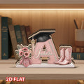 Personalized Graduation Wooden Block, Custom Name Letter Decor, Cowgirl Boots Grad Cap Keepsake, College Gift for Her Daughter Friend