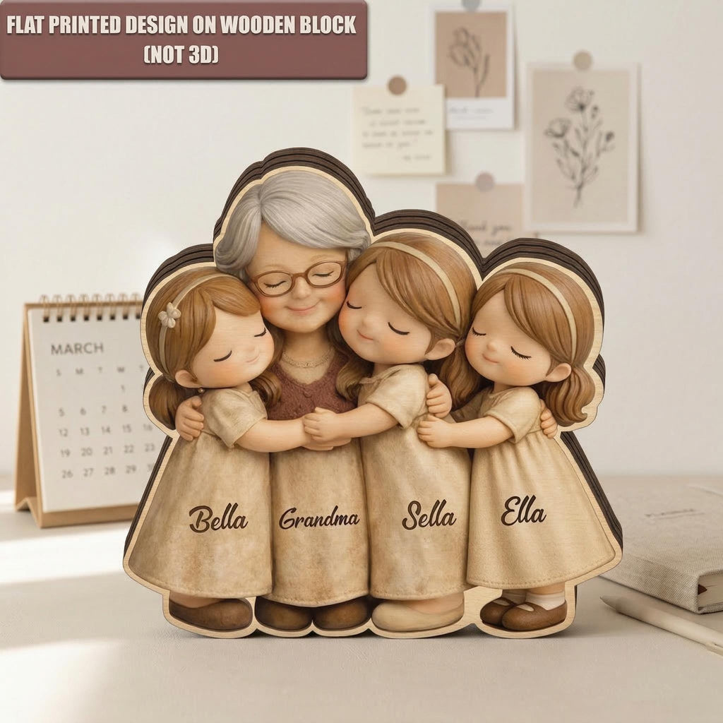 Personalized Grandma Wooden Block, Custom Family Name Wood Blocks, Home Block Wooden Decor, Generational Gift