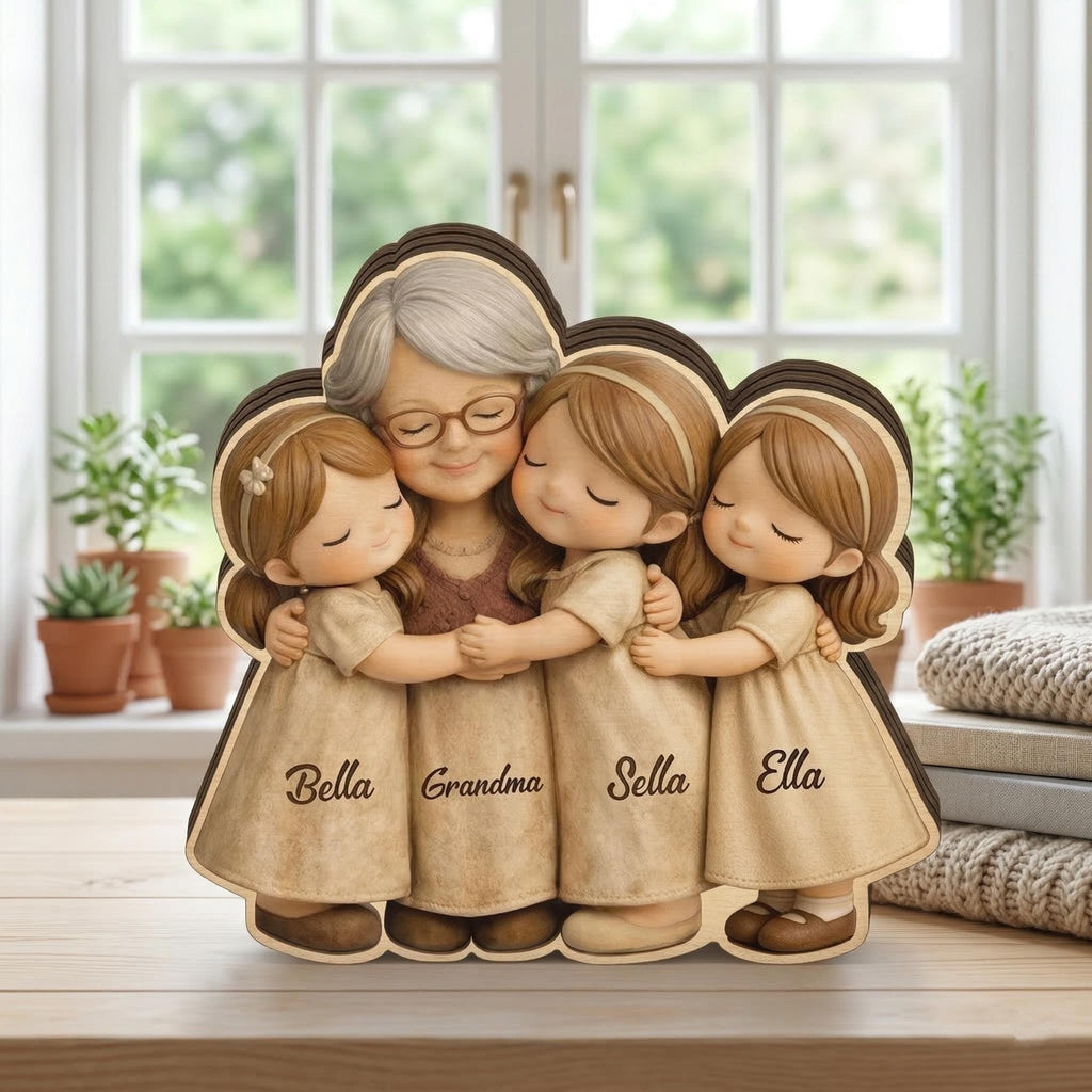 Personalized Grandma Wooden Block, Custom Family Name Wood Blocks, Home Block Wooden Decor, Generational Gift