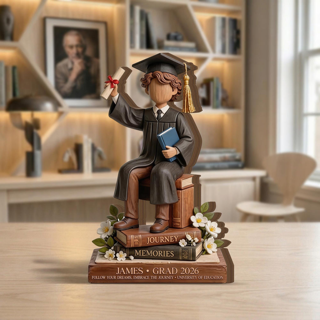 Personalized Graduation Wooden Block, Custom Class of 2026 Name Gift, Graduate Keepsake Decor for Him Her Desk
