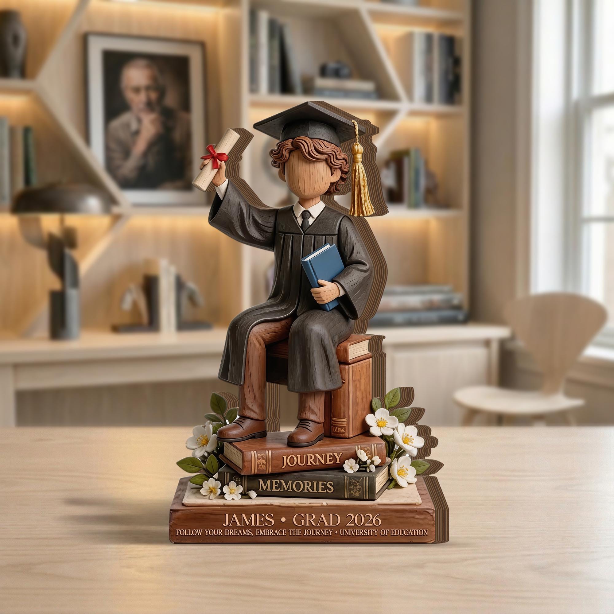 Personalized Graduation Wooden Block, Custom Class of 2026 Name Gift, Graduate Keepsake Decor for Him Her Desk