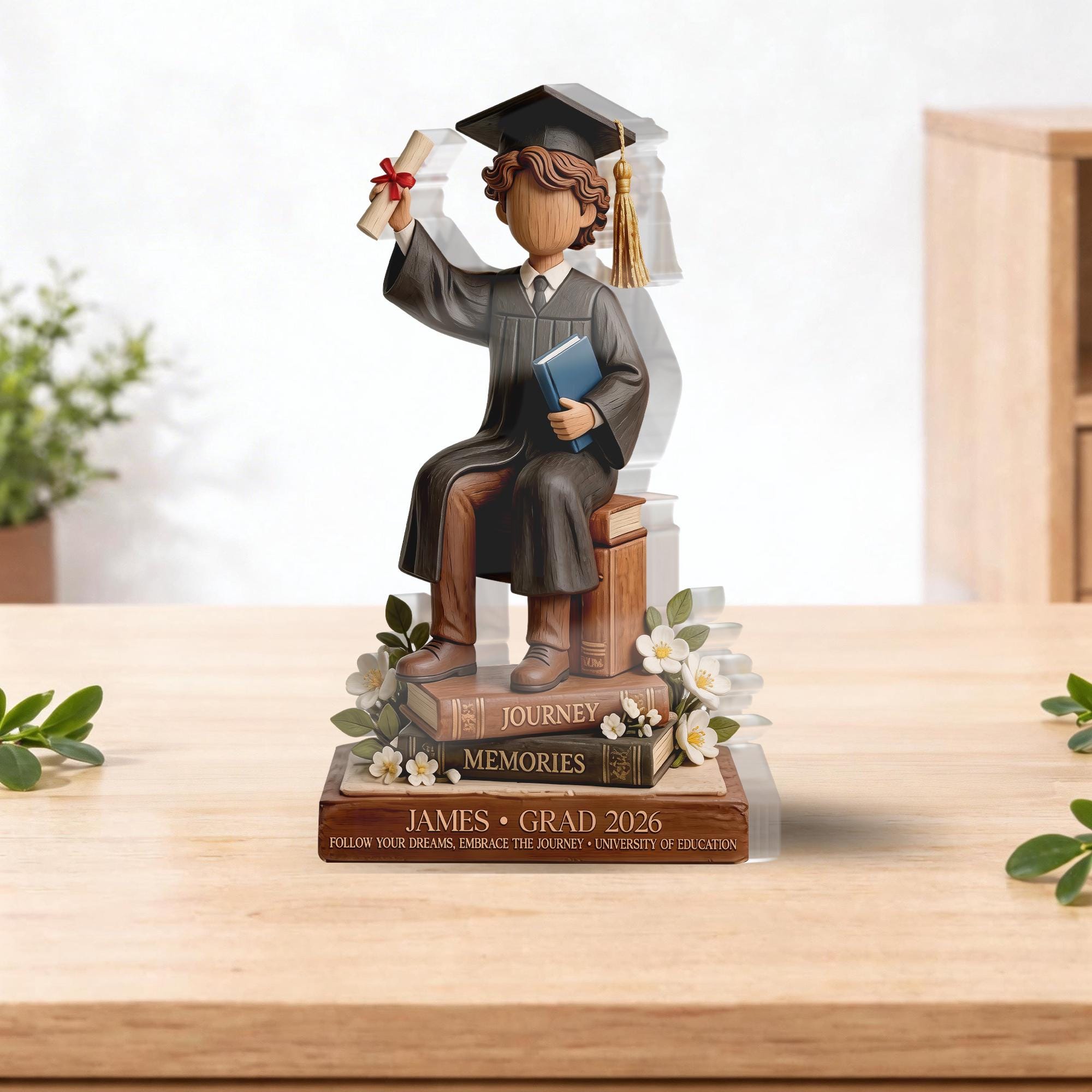 Personalized Graduation Wooden Block, Custom Class of 2026 Name Gift, Graduate Keepsake Decor for Him Her Desk