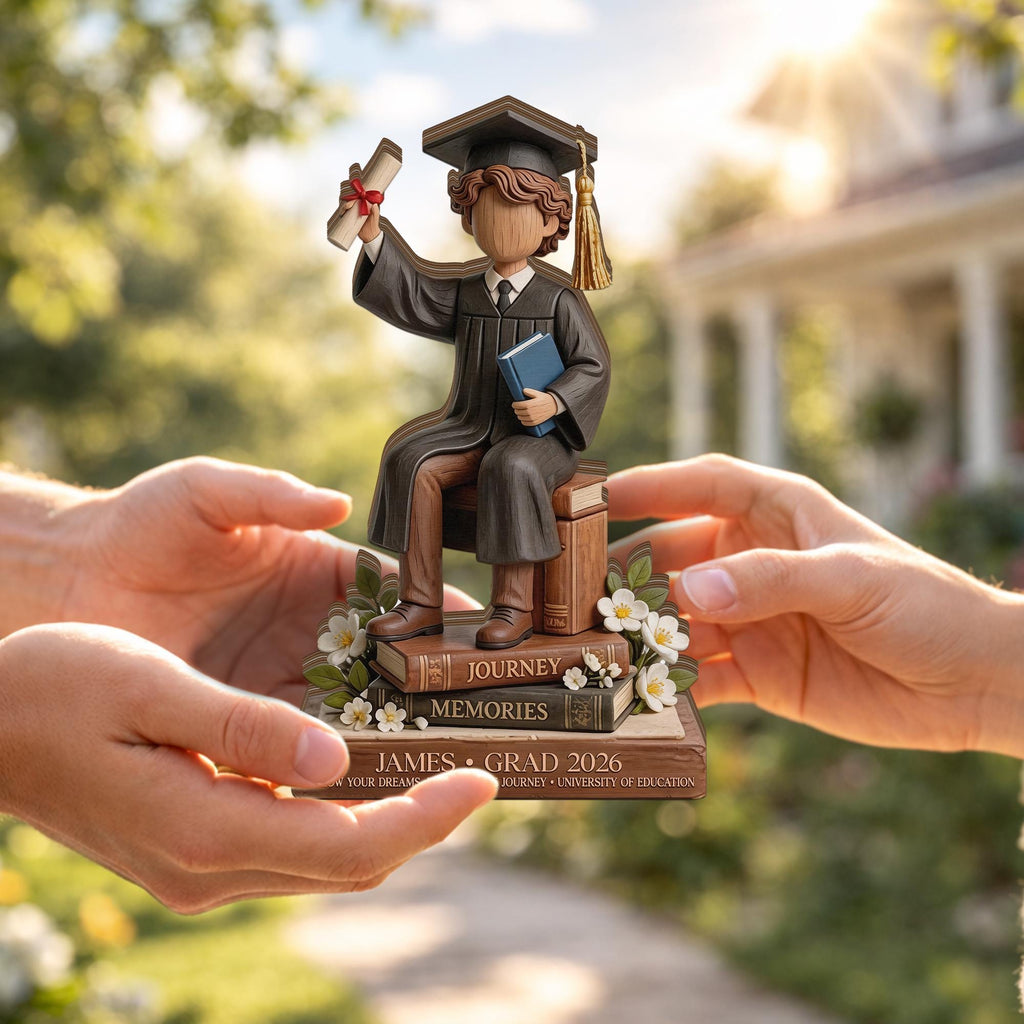 Personalized Graduation Wooden Block, Custom Class of 2026 Name Gift, Graduate Keepsake Decor for Him Her Desk