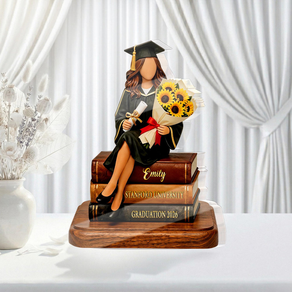 Personalized Graduation Wooden Block, Custom Class of 2026 Name Gift, Graduate Keepsake Decor for Her Desk