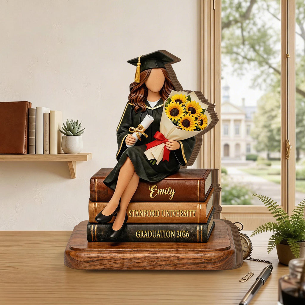 Personalized Graduation Wooden Block, Custom Class of 2026 Name Gift, Graduate Keepsake Decor for Her Desk