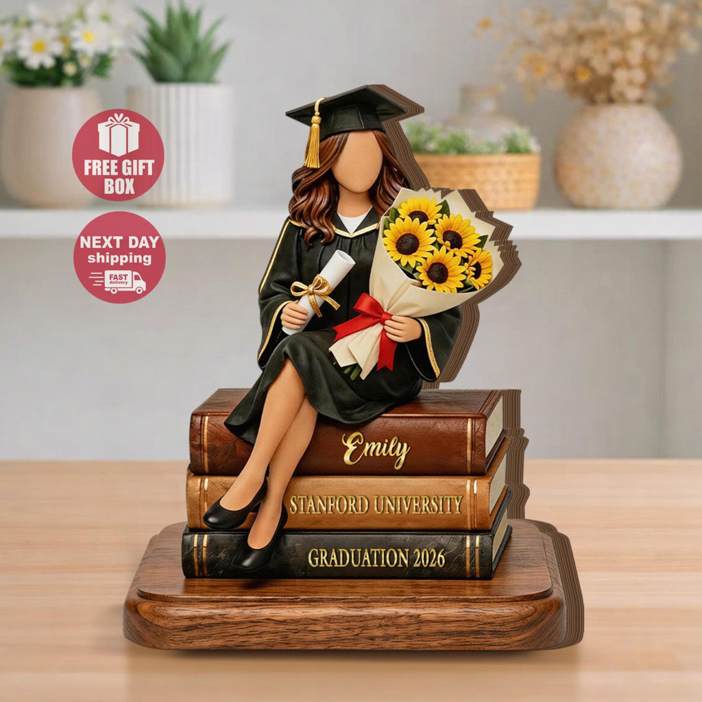 Personalized Graduation Wooden Block, Custom Class of 2026 Name Gift, Graduate Keepsake Decor for Her Desk
