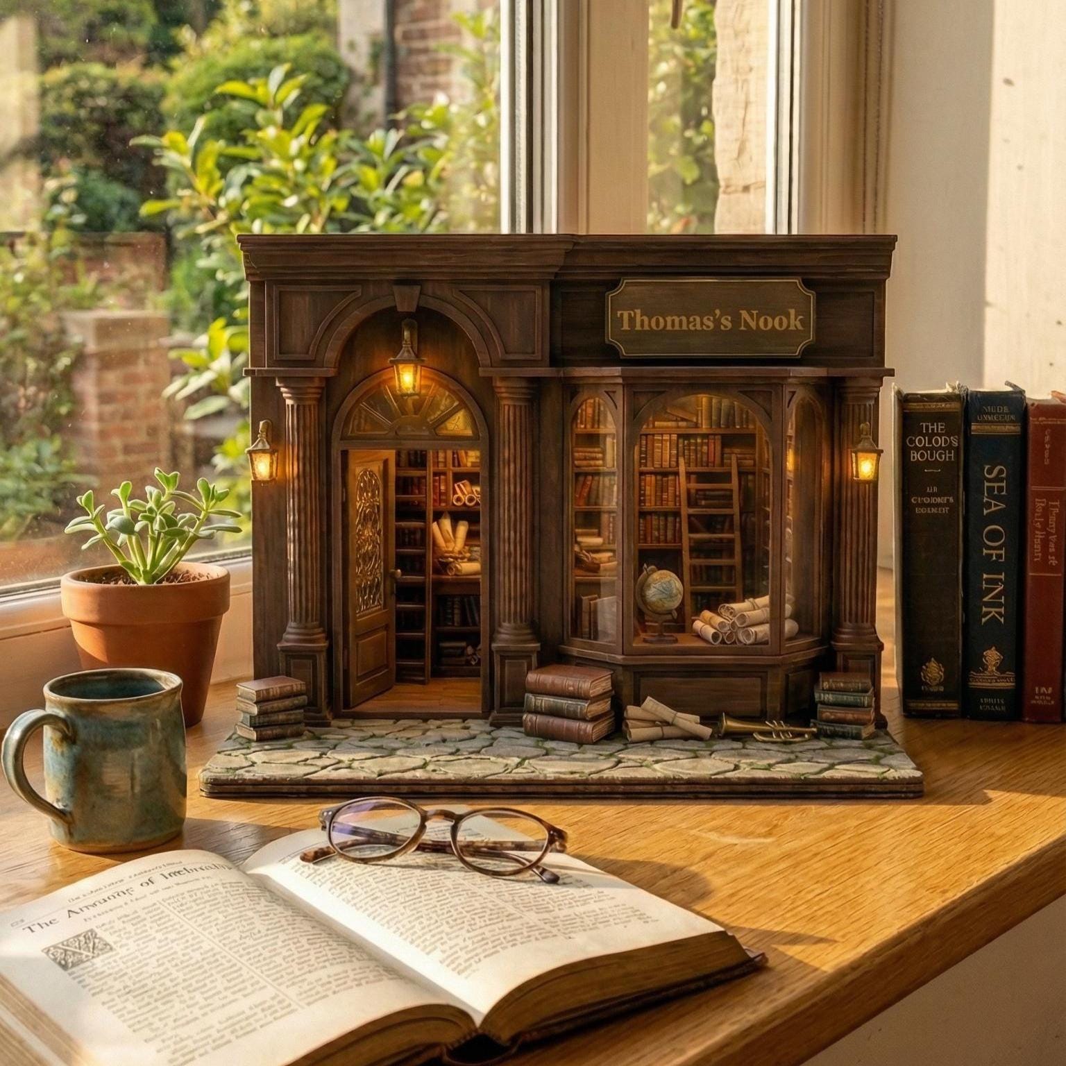 Personalized Library Wooden Block, Vintage Bookstore Decor, Custom Name Bookworm Gift, Custom Name, Custom Bookshelf Decor, Home Table Decor