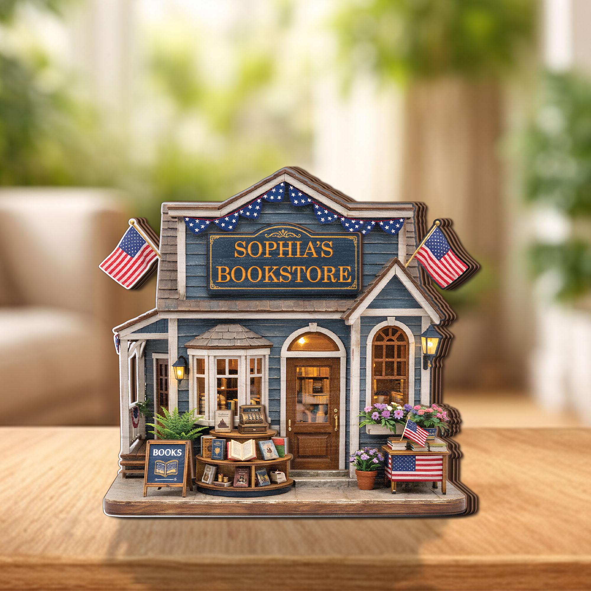 Personalized Bookstore Wooden Block Sign, Custom Book Shop Decor, Library Lover Gift, Reader Gift Idea, Cozy Bookstore Miniature Decor