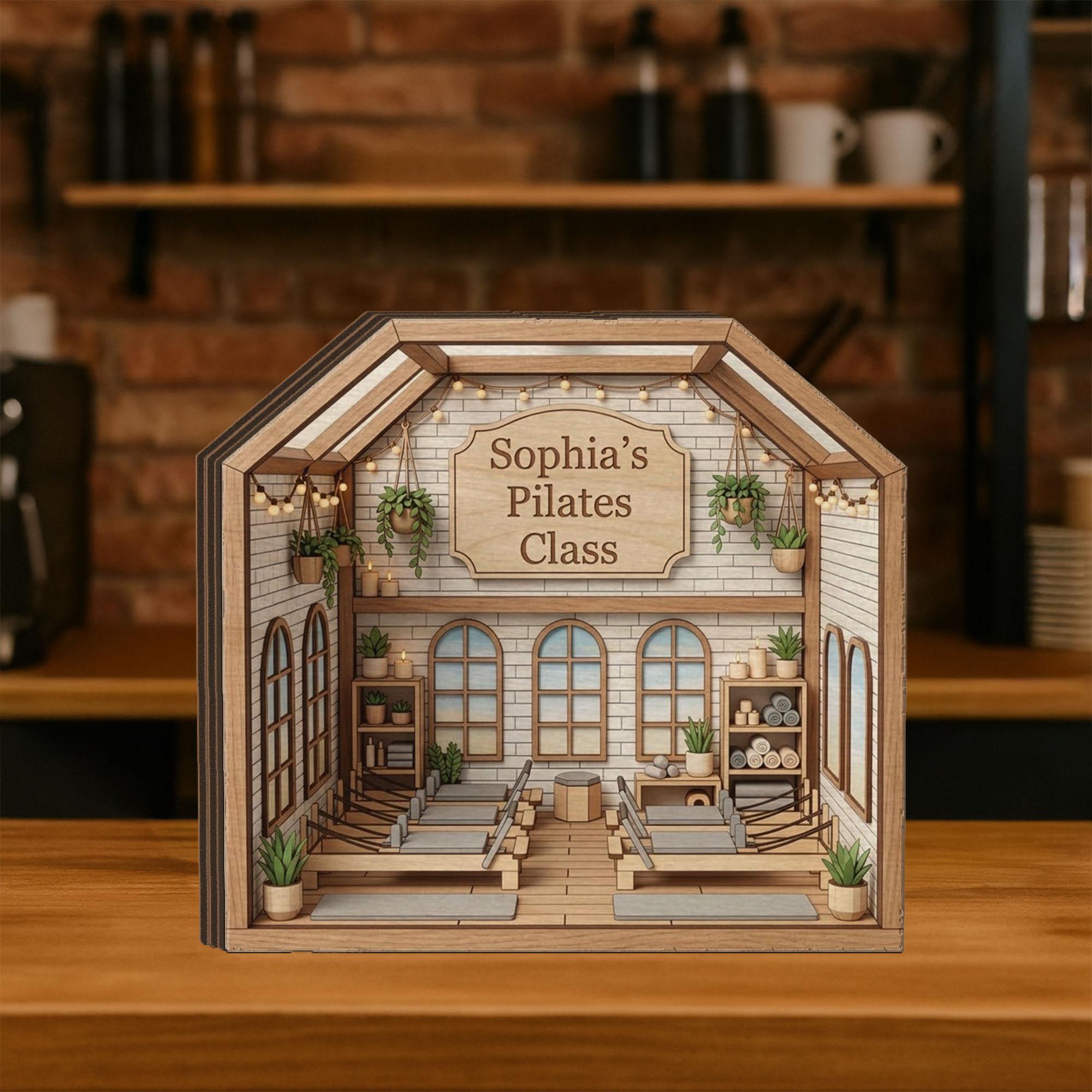 Custom Pilates Studio Wooden Block Decor: Personalized Fitness Room Sign