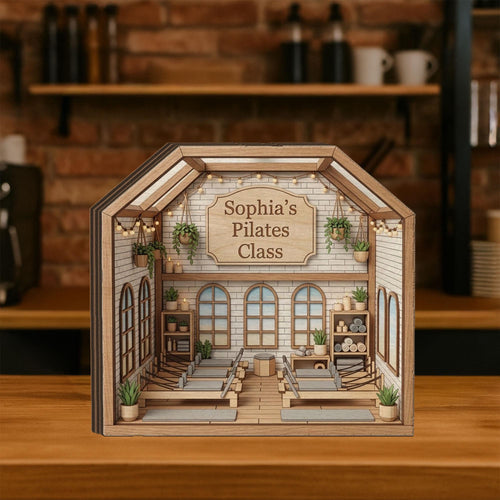 Custom Pilates Studio Wooden Block Decor: Personalized Fitness Room Sign