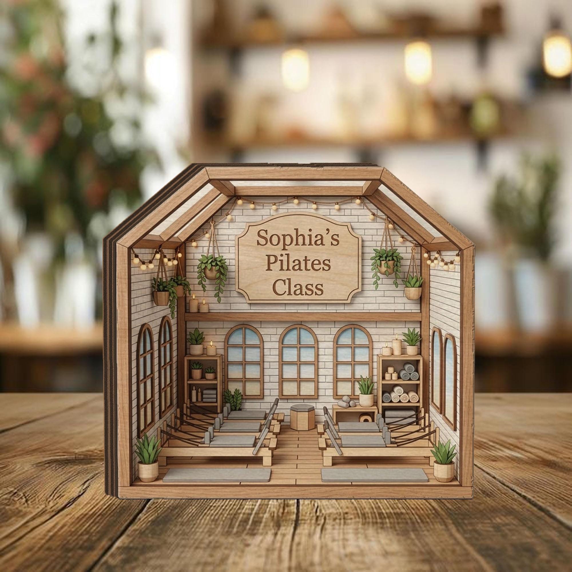 Custom Pilates Studio Wooden Block Decor: Personalized Fitness Room Sign