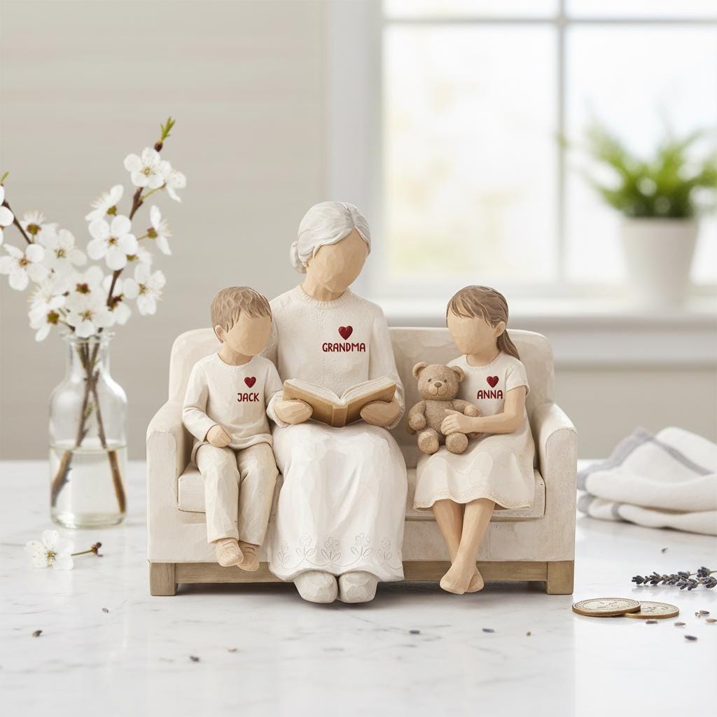 Personalized Grandma Wooden Block, Grandmother With Grandkids, Grandma Gift, Custom Family Keepsake, Mom Gift, Mothers Day Gift