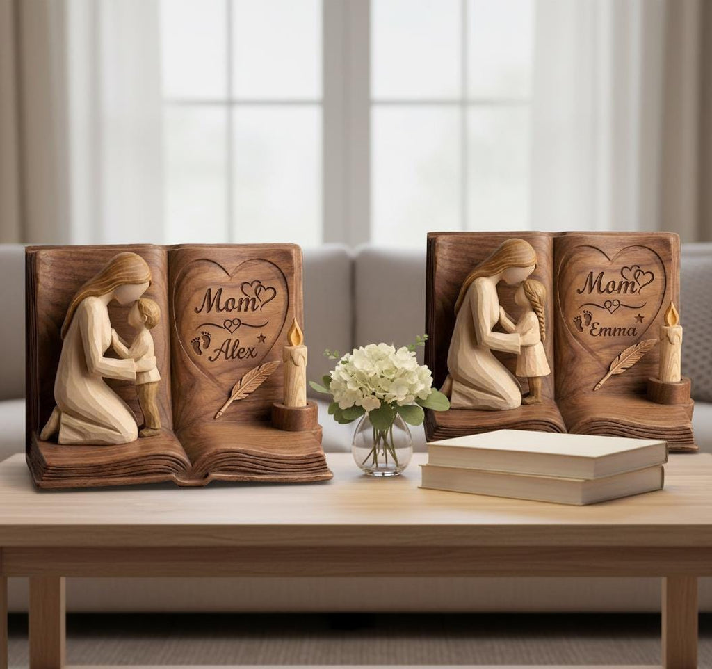 Personalized Mom And Daughter Wooden Block, Mother And Son Gift, Custom Name Family Keepsake Decor, Mom Gift, Mothers Day Gift