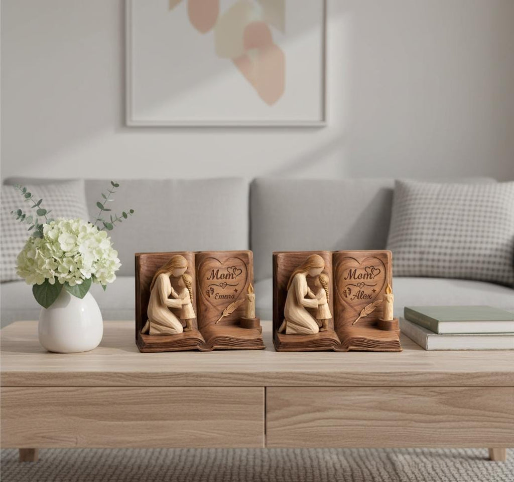 Personalized Mom And Daughter Wooden Block, Mother And Son Gift, Custom Name Family Keepsake Decor, Mom Gift, Mothers Day Gift