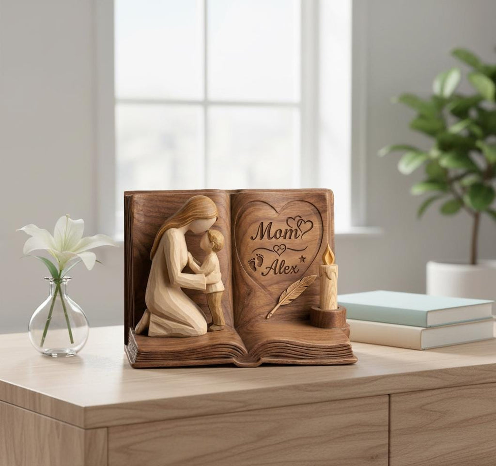 Personalized Mom And Daughter Wooden Block, Mother And Son Gift, Custom Name Family Keepsake Decor, Mom Gift, Mothers Day Gift