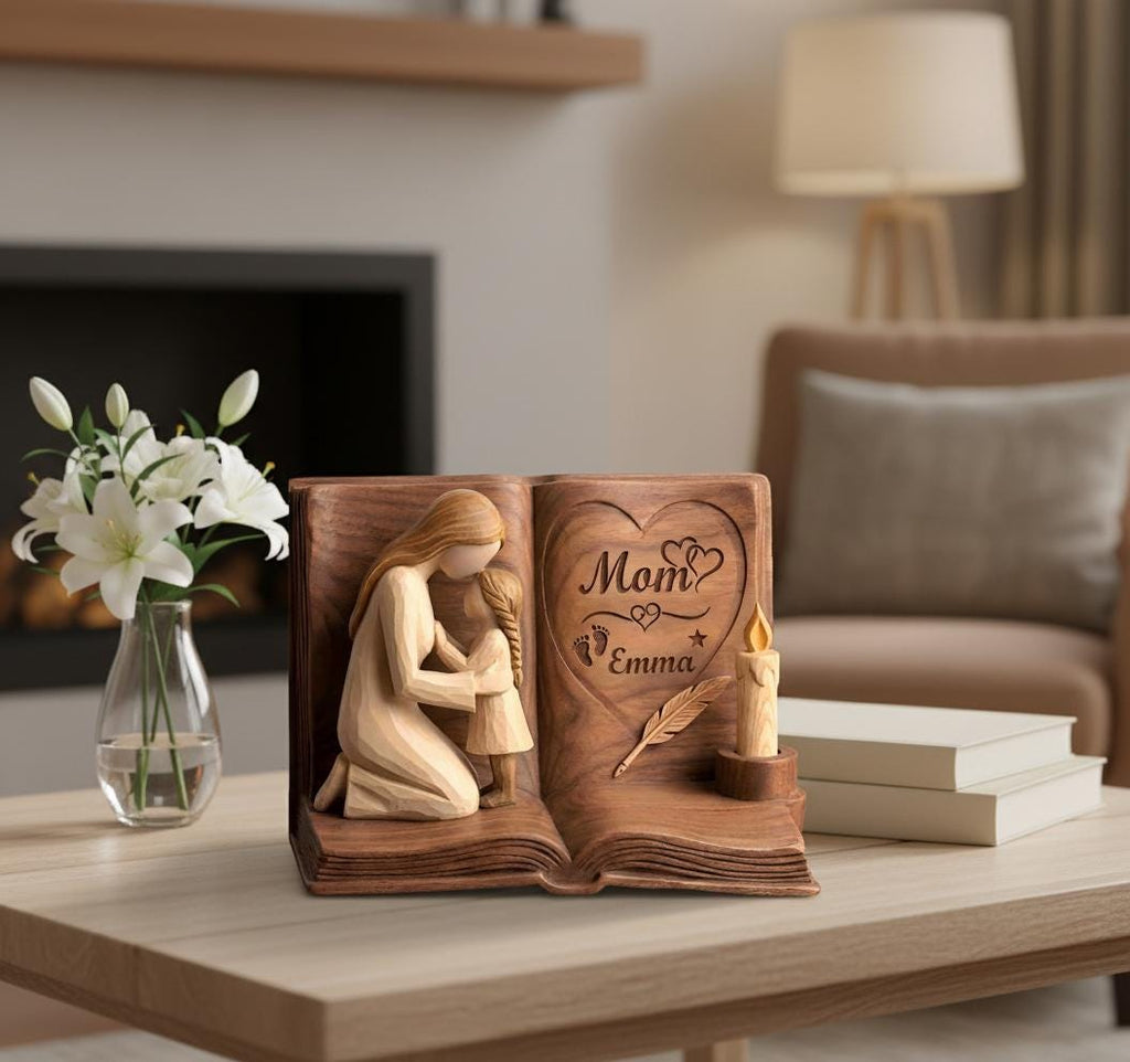 Personalized Mom And Daughter Wooden Block, Mother And Son Gift, Custom Name Family Keepsake Decor, Mom Gift, Mothers Day Gift