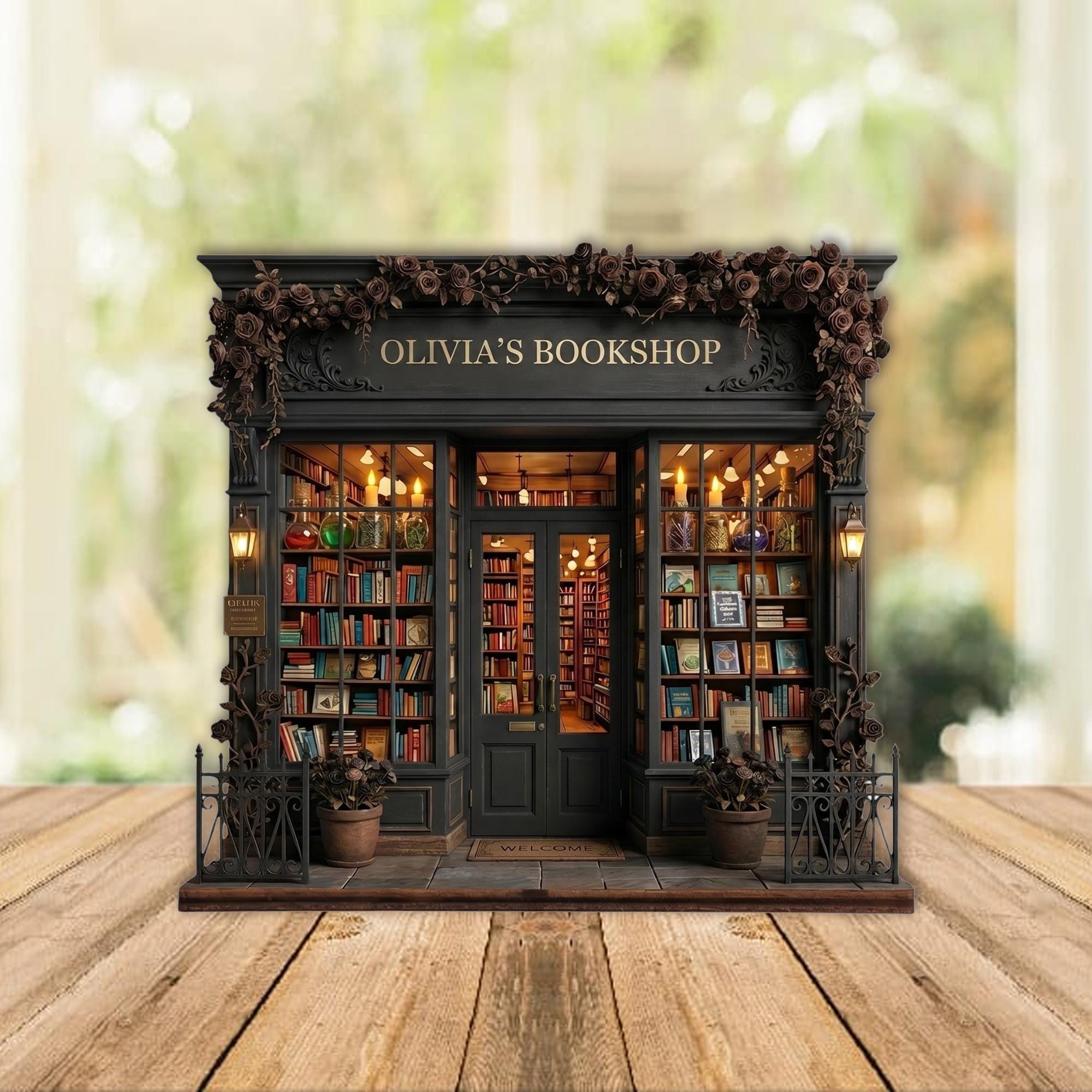 Personalized Library Wooden Block - Custom Name Bookworm Gift - Vintage Bookstore Decor - Librarian Appreciation Gift